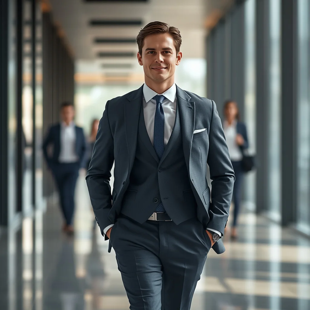 A Confident Young Man in a Dynamic Corporate Office | instagram story ai prompt — AI image prompt
